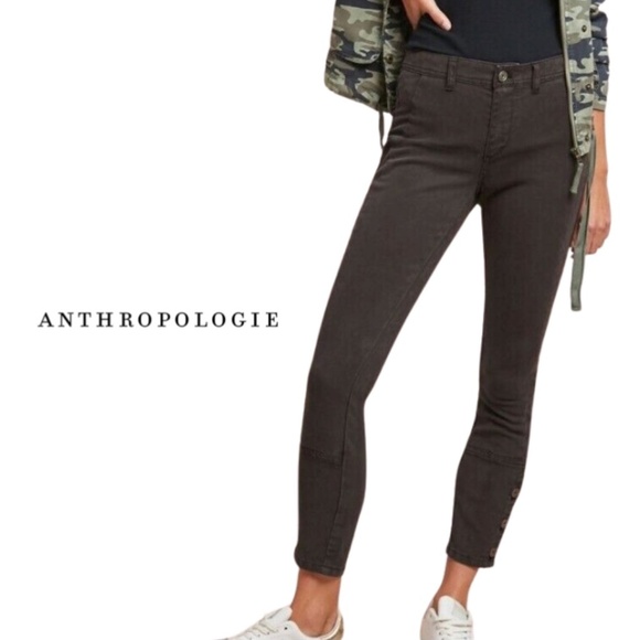 Anthropologie By Anthro NWT Ona Skinny Leg Utility Pants Button Ankle Black -30P - Picture 1 of 14
